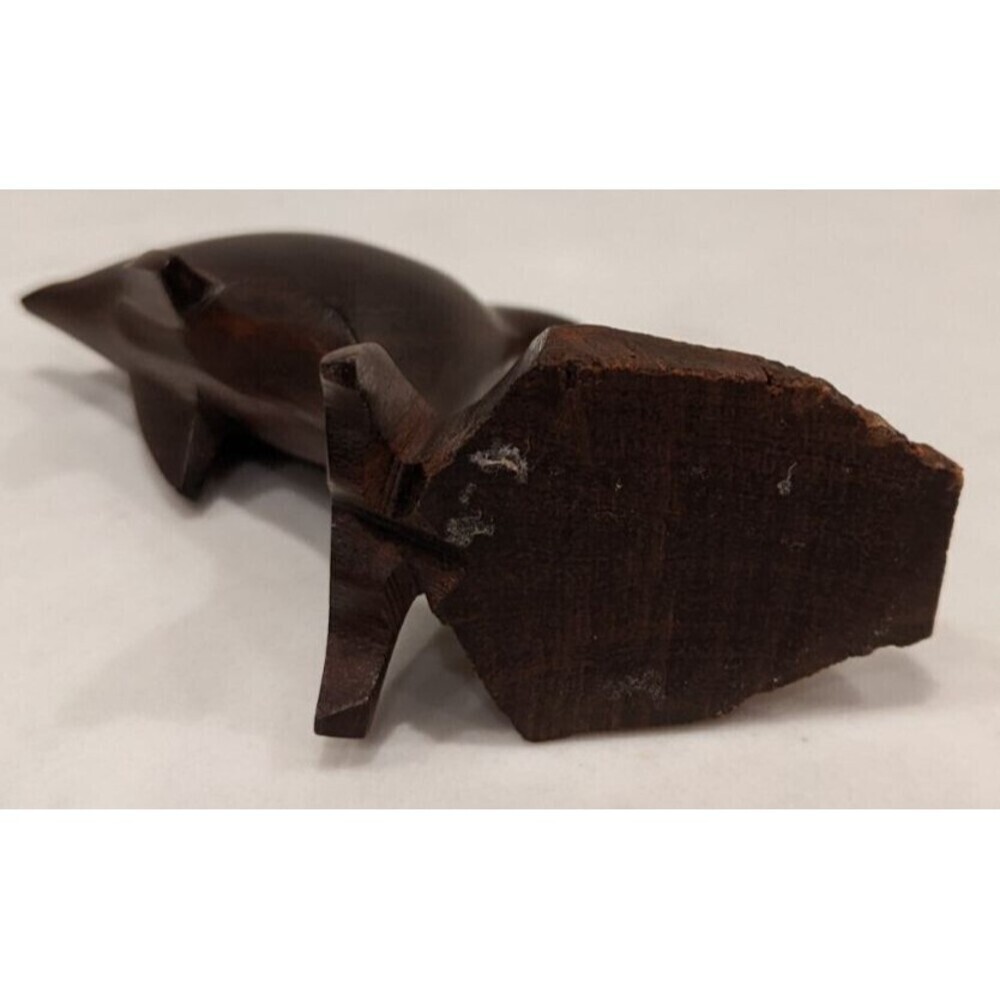 Vintage Ironwood Hand Carved Dark Brown 3" Dolphin Statue Figure - Picture 7 of 7